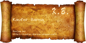 Kaufer Barna névjegykártya